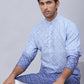 Men's Blue Ombre Printed Kurta Pyjama Set
