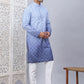 Men's Blue Ombre Printed Kurta Pyjama Set