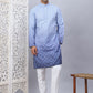Men's Blue Ombre Printed Kurta Pyjama Set