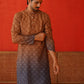 Brown Ombre Printed Kurta Pyjama Set For Men ( JOKP P 5074Brown )