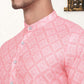 Men's Coral Red Ombre Printed Kurta Pyjama Set