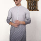 Men's Grey Ombre Printed Kurta Pyjama Set