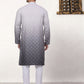 Men's Grey Ombre Printed Kurta Pyjama Set