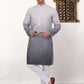 Men's Grey Ombre Printed Kurta Pyjama Set