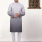 Men's Grey Ombre Printed Kurta Pyjama Set