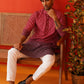Maroon Ombre Printed Kurta Pyjama Set For Men ( JOKP P 5074Maroon )