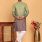Olive Green Ombre Printed Kurta Pyjama Set For Men ( JOKP P 5074 Olive )