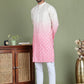 Peach Ombre Printed Kurta Pyjama Set For Men ( JOKP 5074Peach )