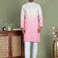 Peach Ombre Printed Kurta Pyjama Set For Men ( JOKP 5074Peach )