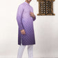 Men's Purple Ombre Printed Kurta Pyjama Set