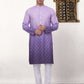 Men's Purple Ombre Printed Kurta Pyjama Set