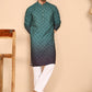 Ombre Printed Kurta Pyjama Set For Men ( JOKP P 5074 P 5074 Teal ) [FF] [K-7-12]