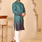 Ombre Printed Kurta Pyjama Set For Men ( JOKP P 5074 P 5074 Teal ) [FF] [K-7-12]