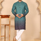 Ombre Printed Kurta Pyjama Set For Men ( JOKP P 5074 P 5074 Teal ) [FF] [K-7-12]