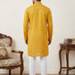 Silk Blend Embroidered Ethnic Kurta Pyjama Set ( JOKP 5075Mustard )