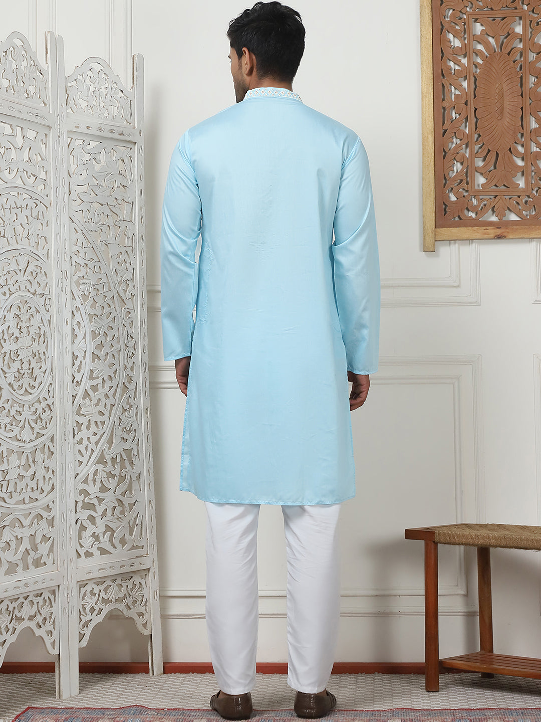 Collar Embroidered & Sequin Kurta With Pyjama [FF] [A-16-18]