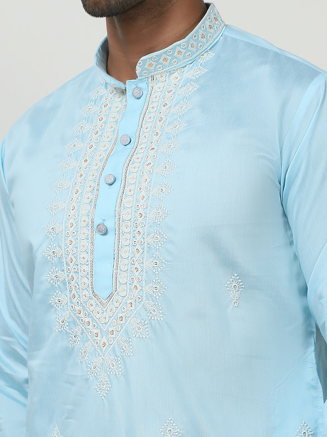 Collar Embroidered & Sequin Kurta With Pyjama [FF] [A-16-18]