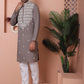 Grey Embroidered With Mirror Work Silk Kurta With Pyjama Set