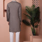 Grey Embroidered With Mirror Work Silk Kurta With Pyjama Set