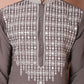 Grey Embroidered With Mirror Work Silk Kurta With Pyjama Set