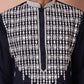 Navy Blue Embroidered With Mirror Work Silk Kurta