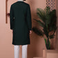Olive Green Embroidered With Mirror Work Silk Kurta With Pyjama Set