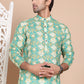 Men's Printed Pure Cotton Kurta Pyjama Set ( JOKP P 5079Green )