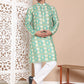 Men's Printed Pure Cotton Kurta Pyjama Set ( JOKP P 5079Green )