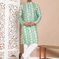 Men's Printed Pure Cotton Kurta Pyjama Set ( JOKP P 5079Green )
