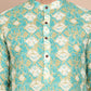 Men's Printed Pure Cotton Kurta Pyjama Set ( JOKP P 5079Green )