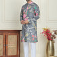 Men's Animal Printed Pure Cotton Straight Kurta Pyjama Set ( JOKP P 5079 Grey )