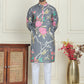 Men's Animal Printed Pure Cotton Straight Kurta Pyjama Set ( JOKP P 5079 Grey )