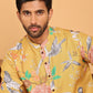 Men's Animal Printed Pure Cotton Straight Kurta Pyjama Set ( JOKP P 5079 Mustard )