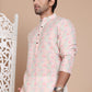 Men's Printed Pure Cotton Kurta Pyjama Set ( JOKP P 5079Peach )