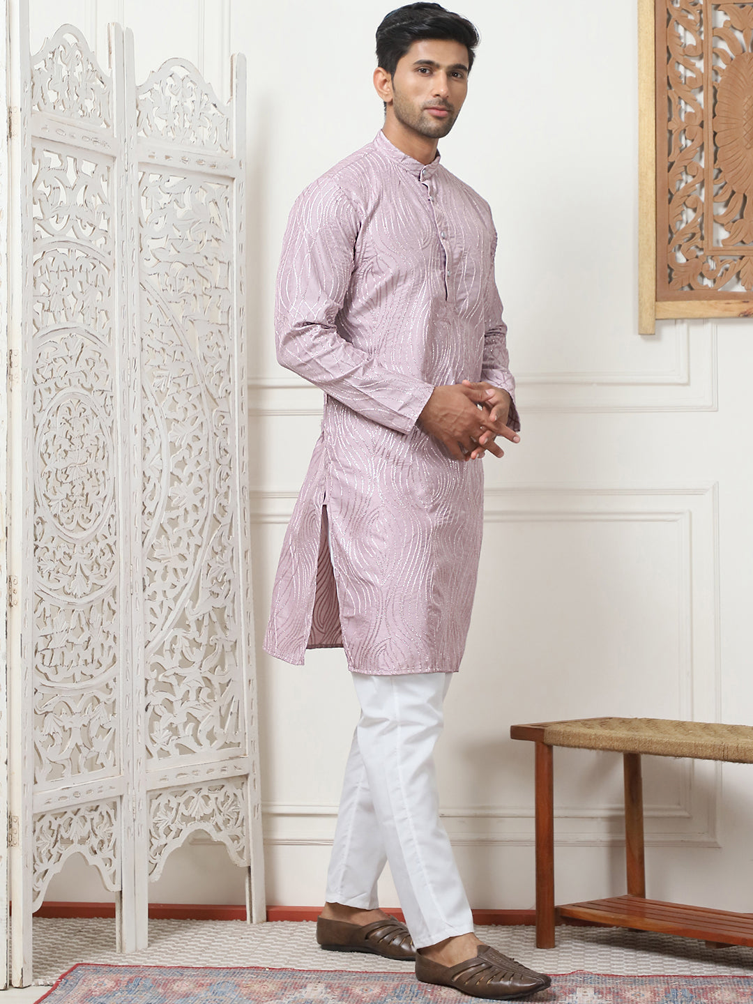 Embroidered Kurta Pyjama for Men [FF] [I-1-4]