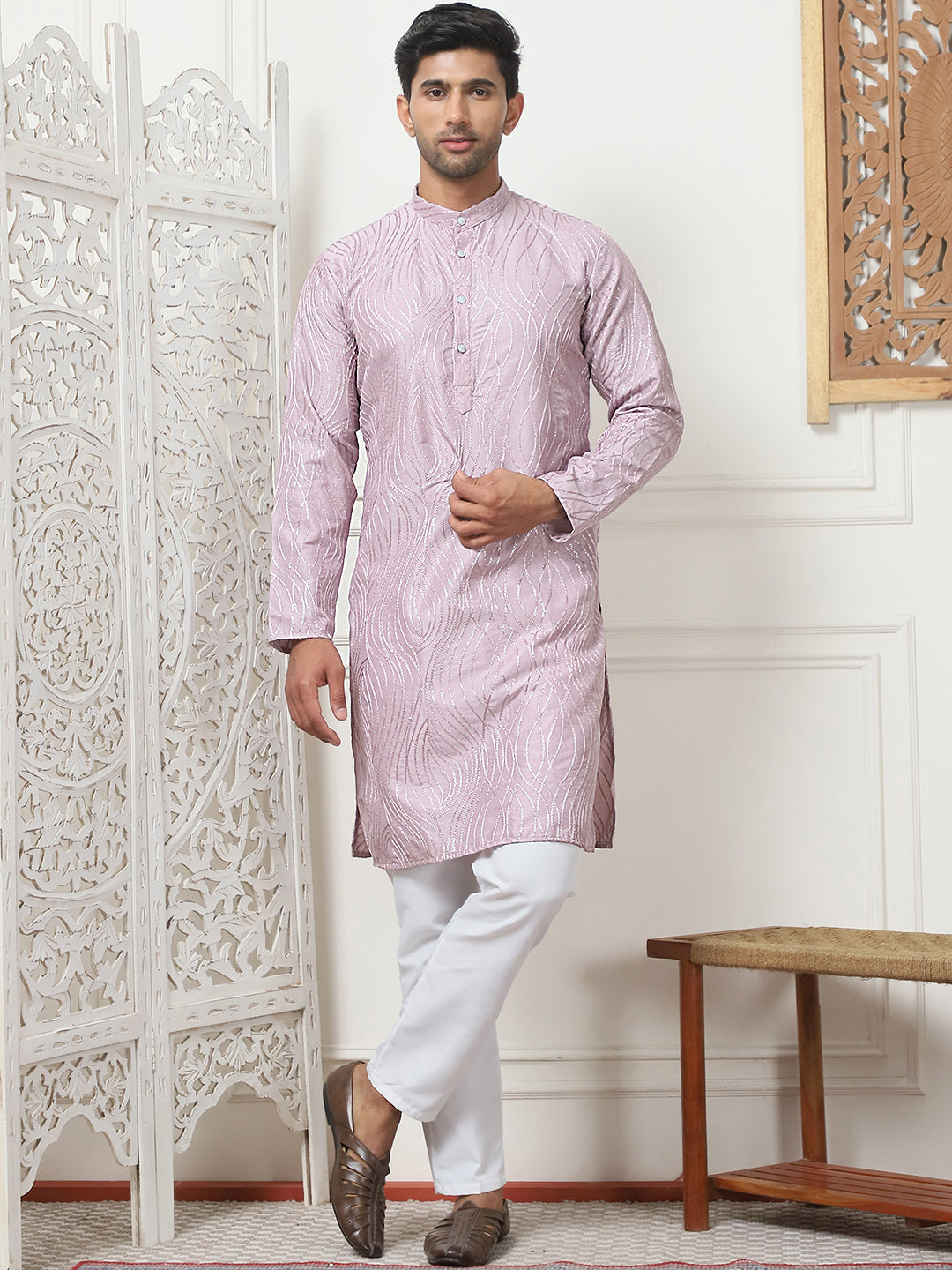 Embroidered Kurta Pyjama for Men [FF] [I-1-4]