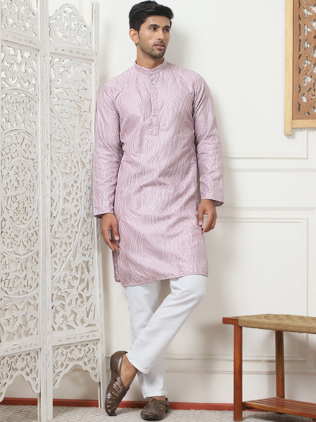 Embroidered Kurta Pyjama for Men [FF] [I-1-4]