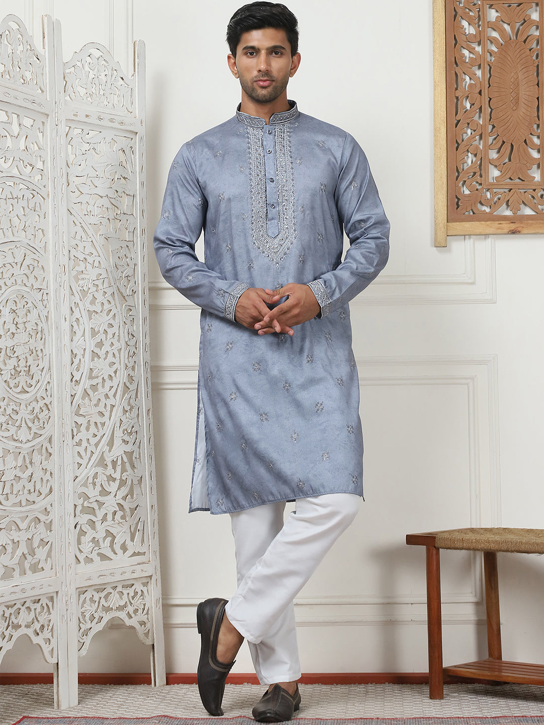 Men's Embroidered & Sequin Kurta Pyjama Sets