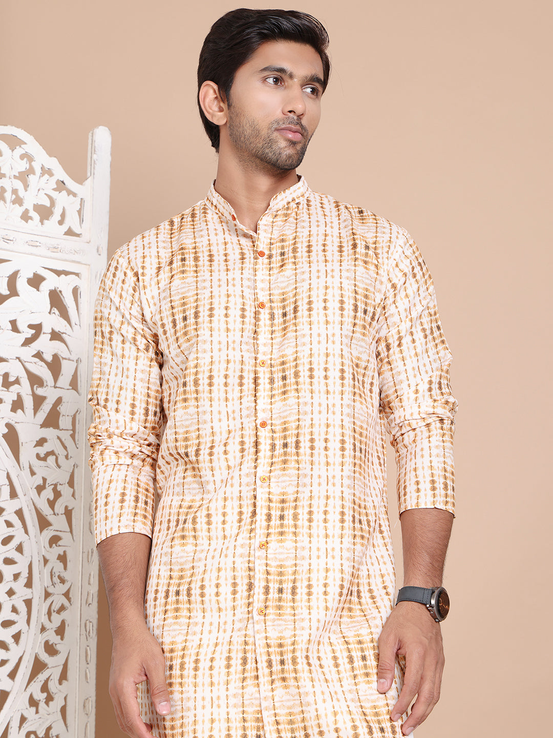 Printed Front Open Kurta With Trouser ( JOKP TP W 5090Mustard )