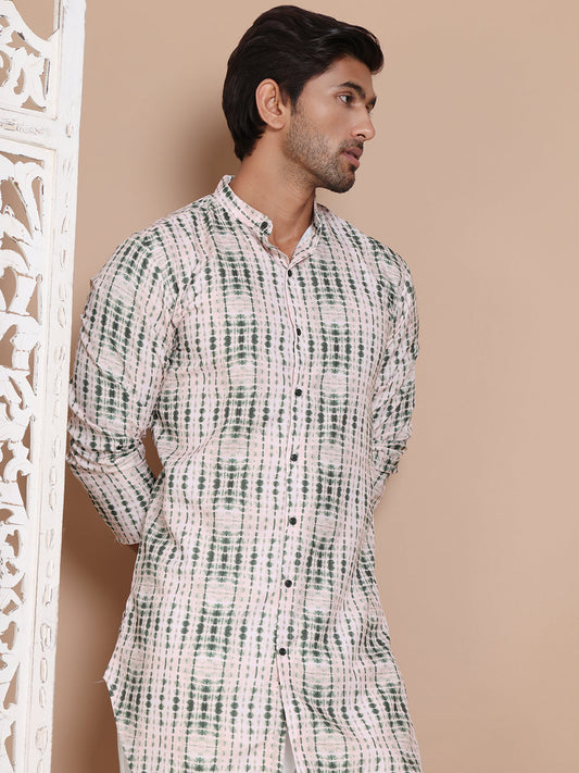 Printed Front Open Kurta With Trouser ( JOKP TP W 5090Olive )