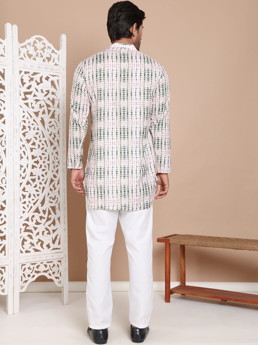 Printed Front Open Kurta With Trouser ( JOKP TP W 5090Olive )