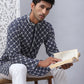 Embroidered Kurta Pyjama for Men ( JOKP P 5092Navy )