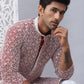 Men's Maroon Chikankari Embroidered and Sequence Kurta with Pyjama