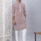 Men's Maroon Chikankari Embroidered and Sequence Kurta with Pyjama