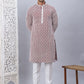 Men's Maroon Chikankari Embroidered and Sequence Kurta with Pyjama