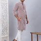 Men's Maroon Chikankari Embroidered and Sequence Kurta with Pyjama