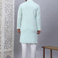 Men's Sky Blue Chikankari Embroidered and Sequence Kurta with Pyjama