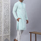 Men's Sky Blue Chikankari Embroidered and Sequence Kurta with Pyjama