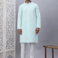 Men's Sky Blue Chikankari Embroidered and Sequence Kurta with Pyjama