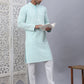 Men's Sky Blue Chikankari Embroidered and Sequence Kurta with Pyjama